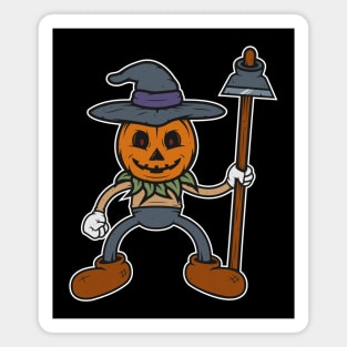 Retro 1930s Halloween Scarecrow Cartoon Magnet